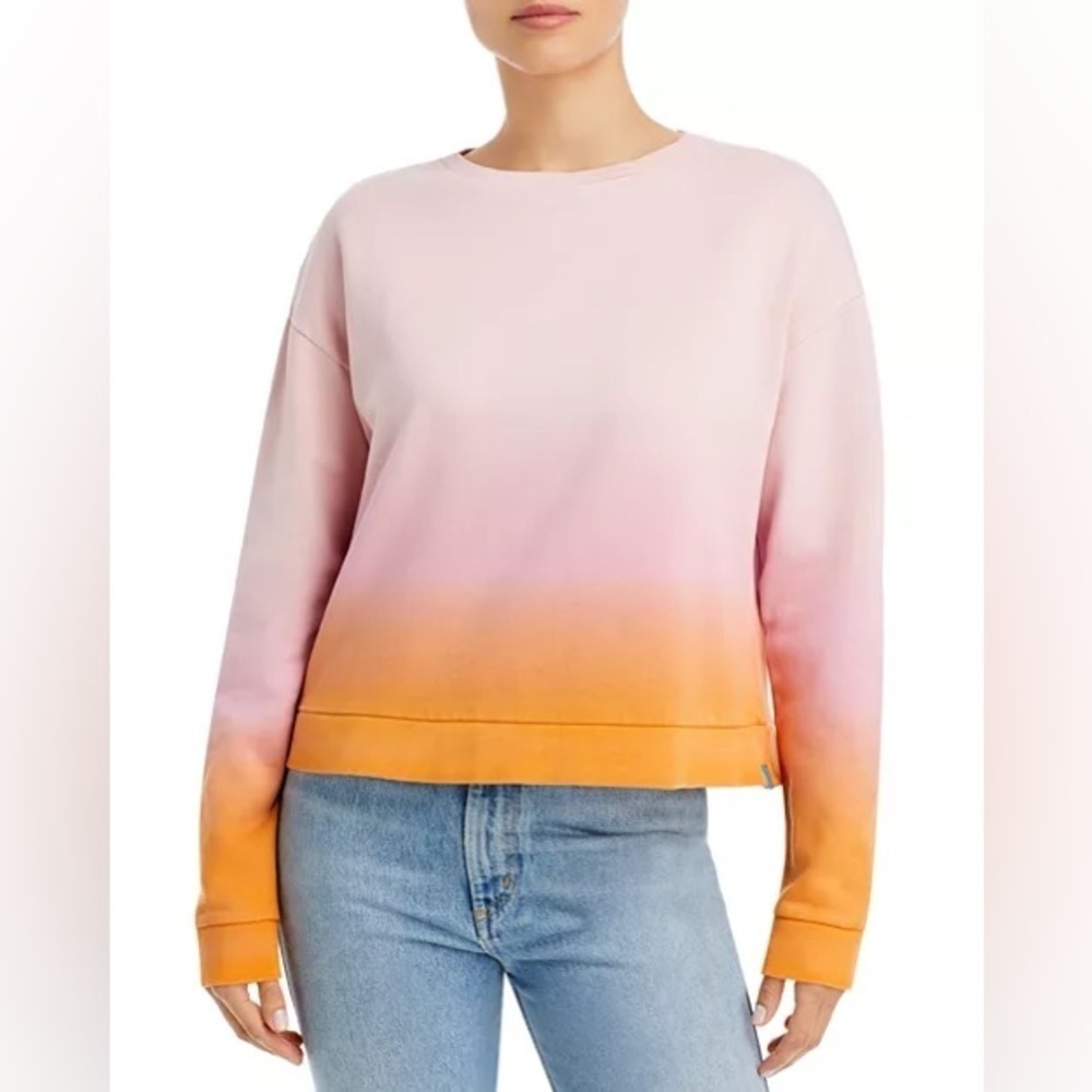 Kule the Summer Ombre Cropped Sweater Pink and Orange Sweatshirt Crew Neck M